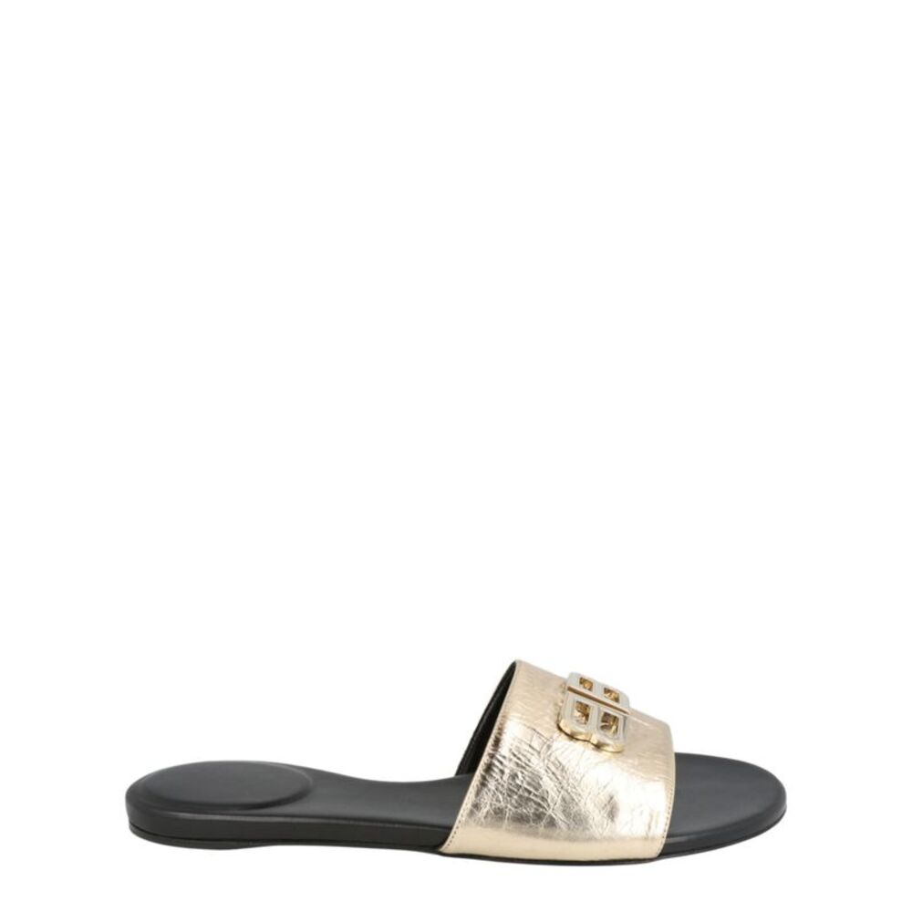 Balenciaga Groupie Flat Sandals Gold Womens